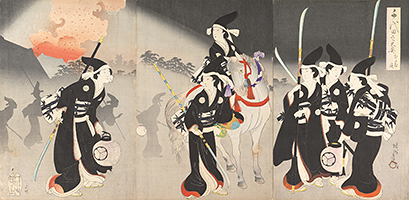 Otachi Shinzoke (Spear Defence), the Inner Precincts at Chiyoda Castle, by Chikanobu, 1896