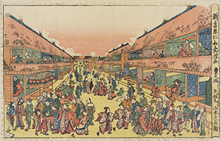 Niwaka Festival at Shin Yoshiwara Pleasure District in Perspective Picture, by Toyohisa, c.1810