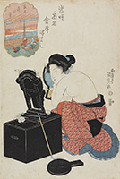 The Asadaya Restaurant in Namiki (a prostitute with a name tattooed on her arm), by Kunisada, c.1820