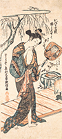 Woman coming from bath, by Okumura Masanobu (1686-1764)