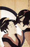 Naniwa Okita Admiring Herself in a Mirror, by Utamaro (1754-1806), c.1792-93