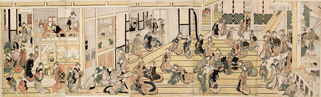 New Year's Day at the Ōgiya Brothel, Yoshiwara, by Katsushika Hokusai, c.1804