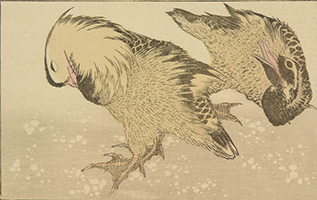 Two Ducks in Snow, by Hokusai, c. 1820