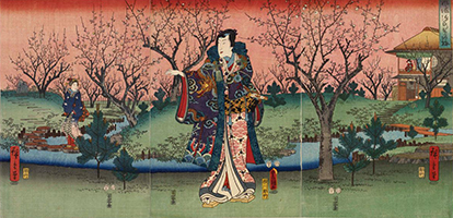 The Plum Orchard, from series: Elegant Price Genji, by Hiroshige and Kunisada, 1853