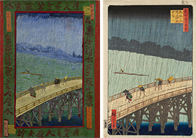 Bridge in the Rain, by Vincent van Gogh, 1887, and Sudden Shower over Shin Ohashi Bridge and Atake, by Hiroshige, 1857