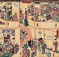 Backstage of a Theatre, by Kunisada, 1858