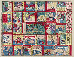 Sugoroku of the famous hot springs at Kusatsu in Joshu Province, by Ryuzaburo, 1892