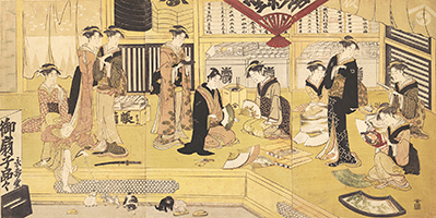The Mieido Fan Shop, by Toyokuni, c.1785-93