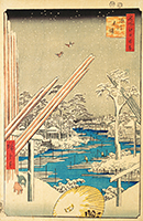 The Lumber Yard at Fukagawa, by Hiroshige, 1856