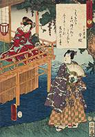 Chapter 33 from the Tales of Genji: Fuji no uraba, by Kunisada, 1853